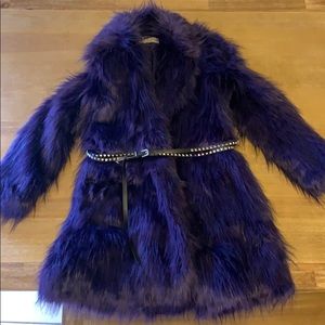MICHAEL KORS faux fur purple coat